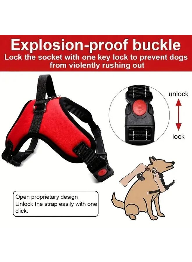 Red XL Adjustable No Pull Reflective Dog Harness With Handle - Image 5