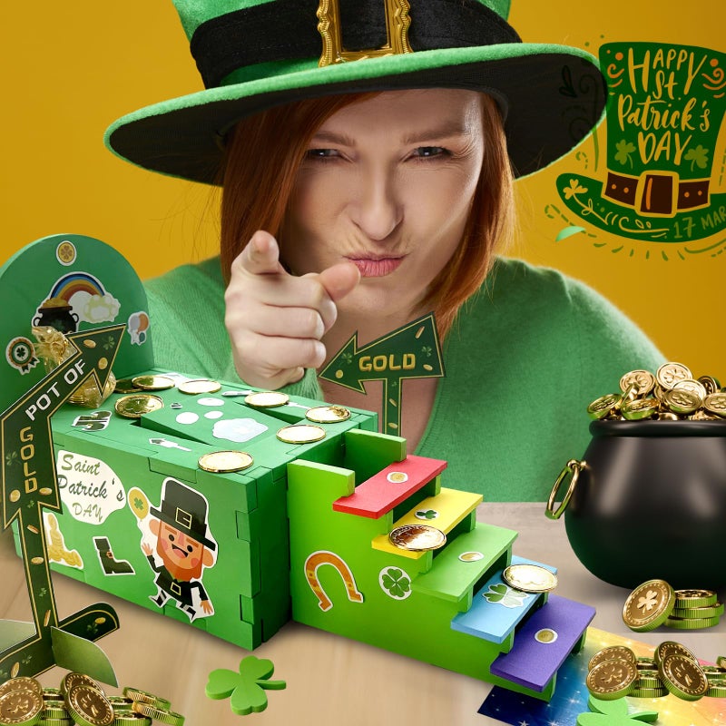 TEINSONET St Patrick's Day Leprechaun Trap Kit - St. Patricks Day Decorations Leprechaun Trap Crafts Kit for Kids St Patricks Day Party Supplies (EVA AUTO Trap) - Image 3