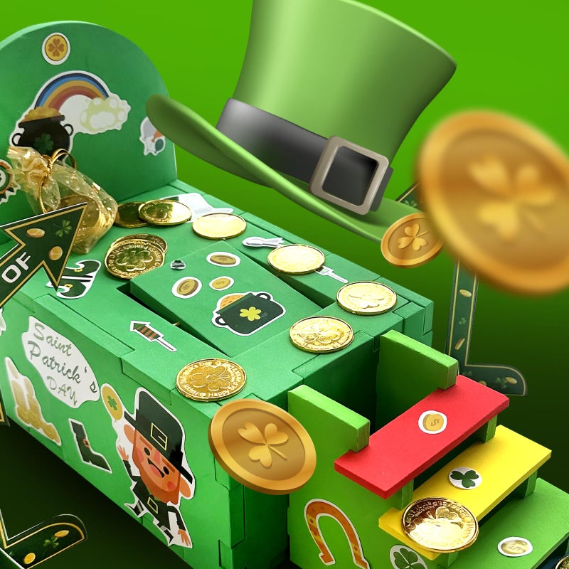 TEINSONET St Patrick's Day Leprechaun Trap Kit - St. Patricks Day Decorations Leprechaun Trap Crafts Kit for Kids St Patricks Day Party Supplies (EVA AUTO Trap) - Image 4