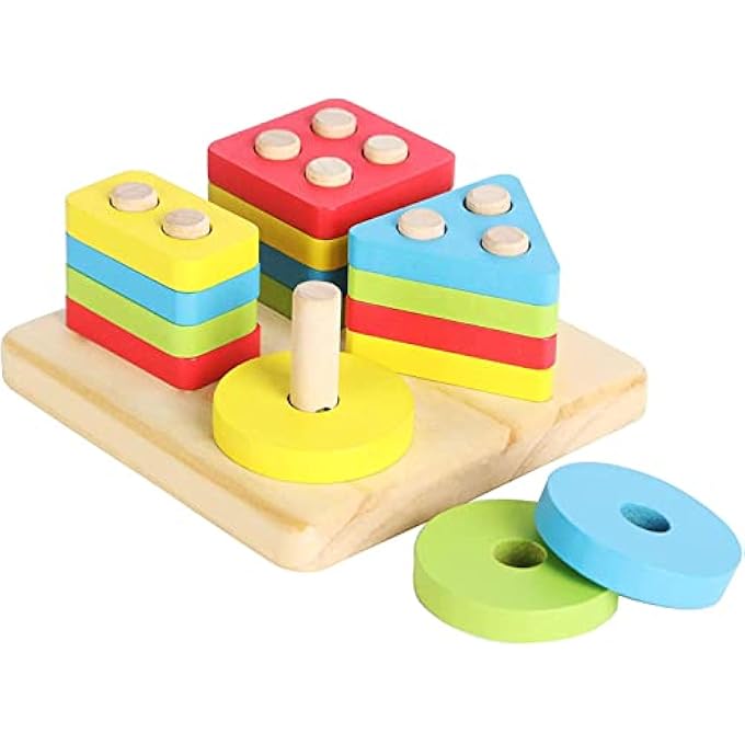 WOODEN STACKING PUZZLE BUILDING BLOCKS FOR KIDS, INTELLECTUAL CHALLENGE BOARD GAMES FOR KIDS, BRAIN GAMES FOR KIDS, WOODEN TOYS FOR KIDS, PRESCHOOL KIDS TOYS PUZZLE GAME (4 IN 1 STACKING TOY) - Image 4