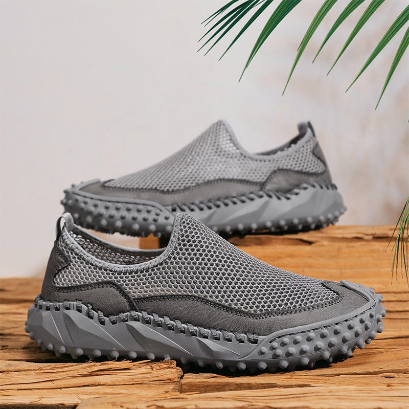 Large Size Sandals Men'S Trendy Slip-On Casual Shoes 2025 Summer Microfiber Leather Shoes - Image 1