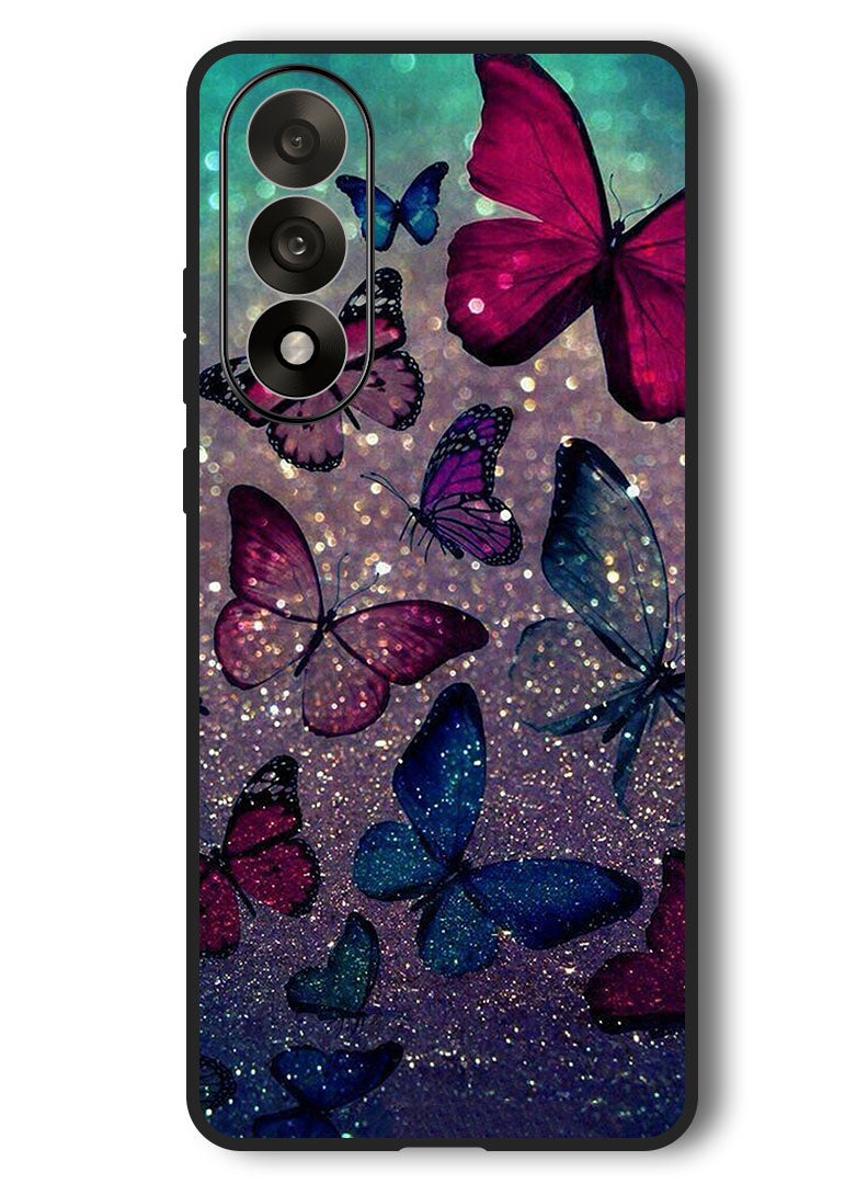 Theodor Case Compatible with OnePlus Nord 5 6.83 Inch Protection Shockproof Bumper Cover Glitters Butterflies - Image 1