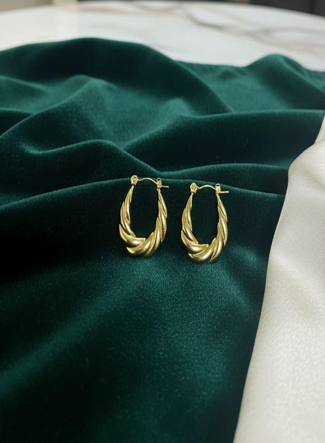 Siddhatva Twisted Gold Hoop Earrings Set for Women Gold Plated Anti Tarnish Stainless Steel Cute Earrings Dangle Hoops Earing for Girls Western Stylish Birthday Gifts Wife - Image 4
