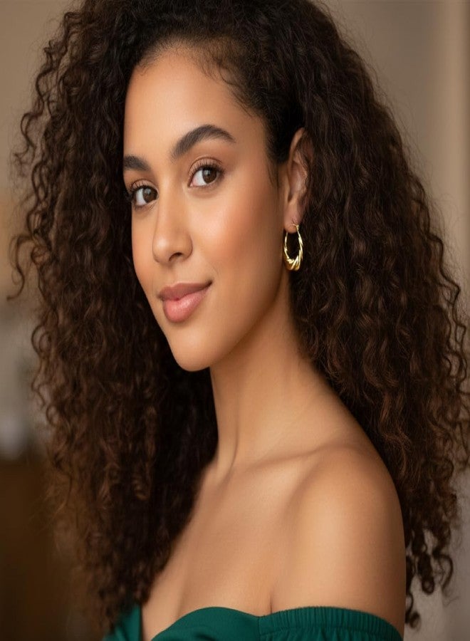 Siddhatva Twisted Gold Hoop Earrings Set for Women Gold Plated Anti Tarnish Stainless Steel Cute Earrings Dangle Hoops Earing for Girls Western Stylish Birthday Gifts Wife - Image 5