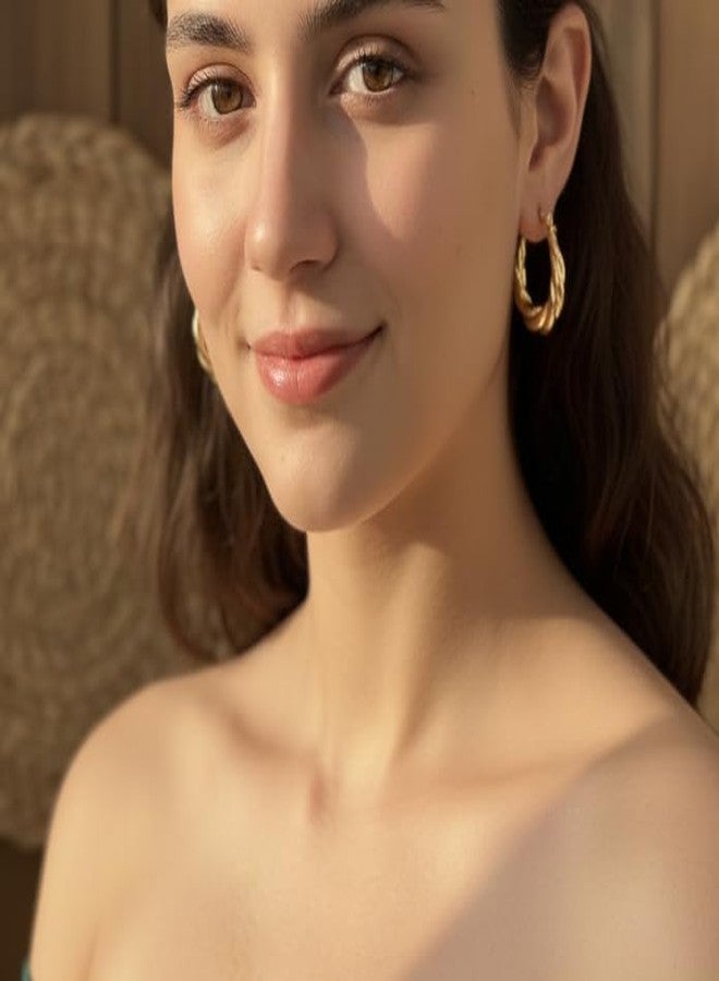 Siddhatva Twisted Gold Hoop Earrings Set for Women Gold Plated Anti Tarnish Stainless Steel Cute Earrings Dangle Hoops Earing for Girls Western Stylish Birthday Gifts Wife - Image 3