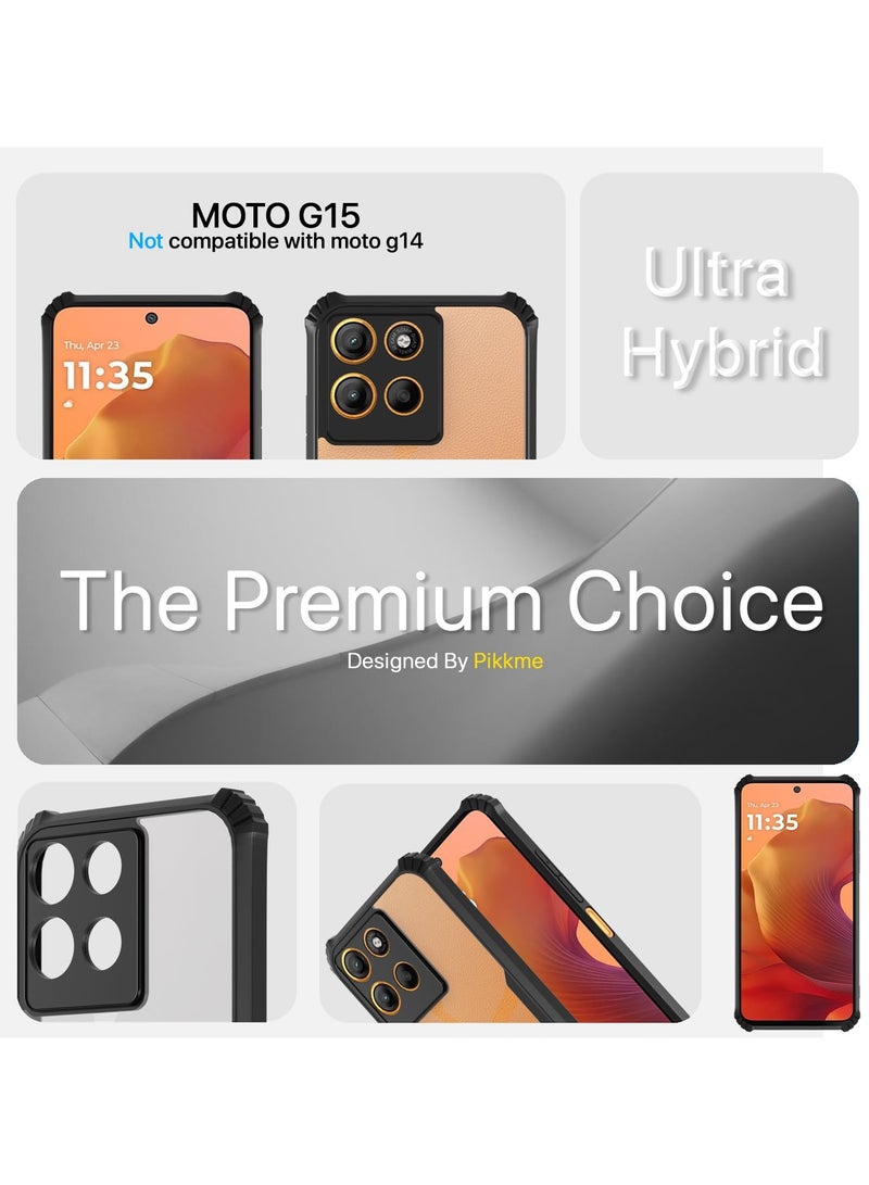 Motorola Moto G15 Back Cover Crystal Clear Transparent Back Ultra Hybrid  Full Camera Protection Raised Edge Bumper Back Case for Motorola G15 - Image 3