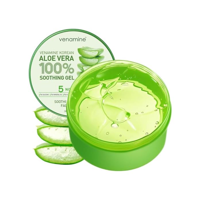 VENAMINE Korean Aloe Vera Soothing & Moisture Gel 100% For Face And Body organic pure aloe vera gel 300ml
