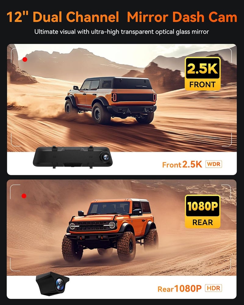 WOLFBOX G840H Mirror Dash Cam with GPS and 32GB Card - Image 5