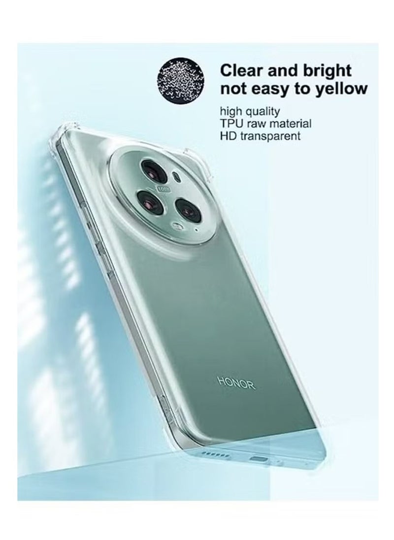 X-level Honor Magic 5 Pro Case Cover with Clear TPU Four Corners Airbags Anti-Scratch Protective Back Cover Transparent Soft Duty Shockproof Protector Anti-Dust Comfortable Protection  - Image 3