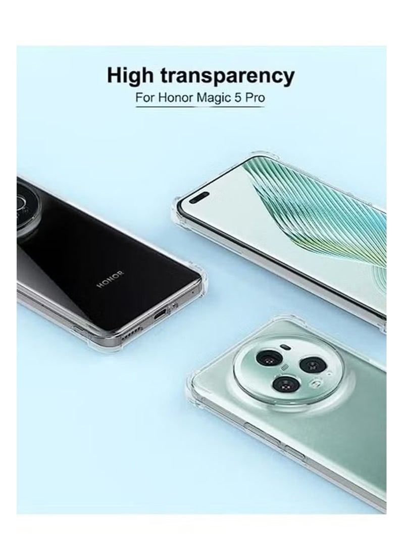 X-level Honor Magic 5 Pro Case Cover with Clear TPU Four Corners Airbags Anti-Scratch Protective Back Cover Transparent Soft Duty Shockproof Protector Anti-Dust Comfortable Protection  - Image 5