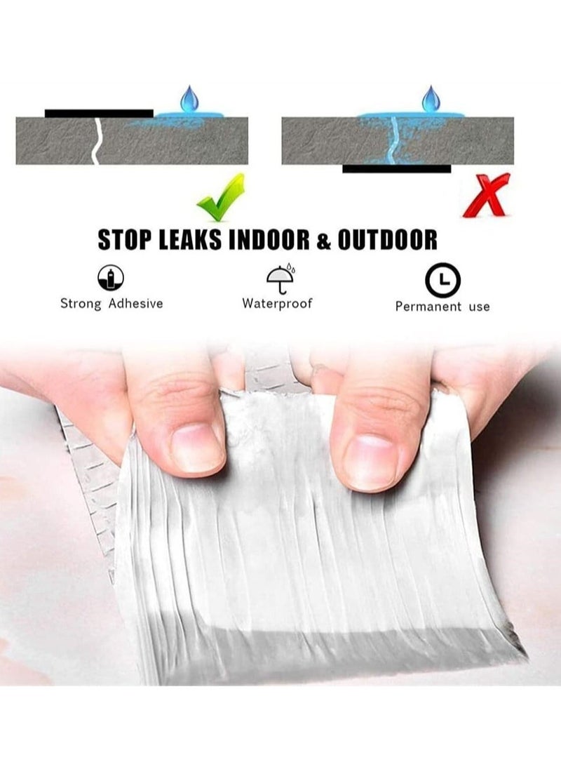 Excefore - Super Strong Aluminum Foil Butyl Tape 10cm X 5m Super Waterproof Tape Self Adhesive Adhesive Tape Kitchen and Bathroom House Roof Mending Materials for Pipes Patch Holes - Image 1