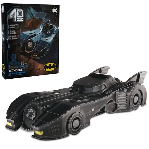 4D Build DC Batman Retro Batmobile 3D Model Kit with Stand Batman Collectibles Desk Dcor Adult Puzzle Building Toys 202 Pieces 3D Puzzles Gift Ideas for Ages 12 Up - Image 1