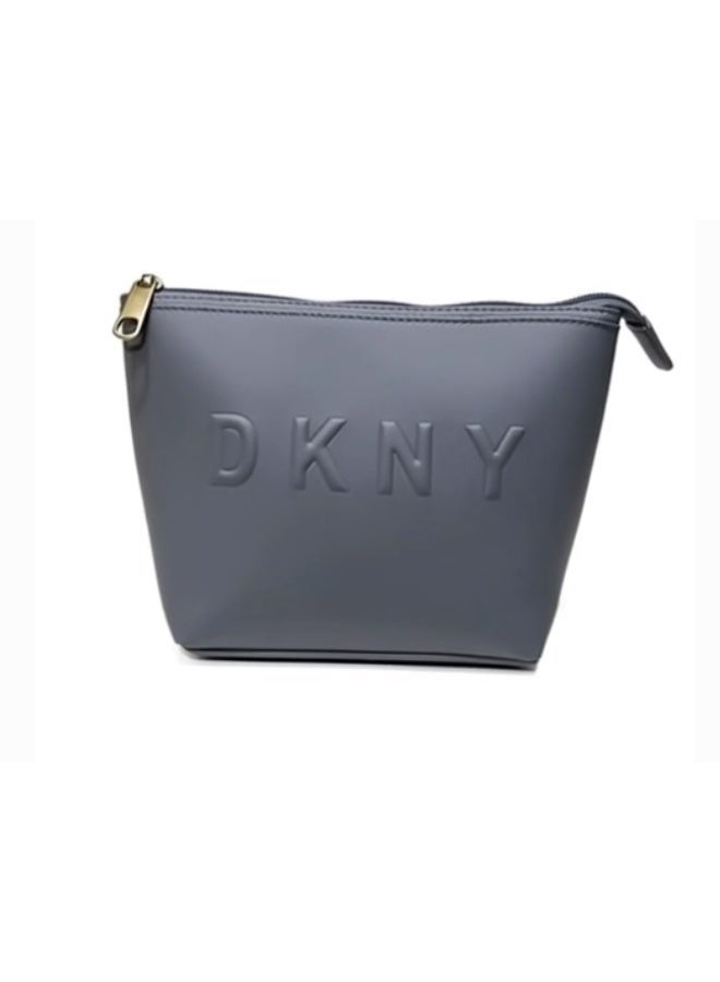 DKNY Large Cosmetic Bag – TRADEMARK DA020TM0 Premium Makeup & Travel Organizer – Grey - Image 1
