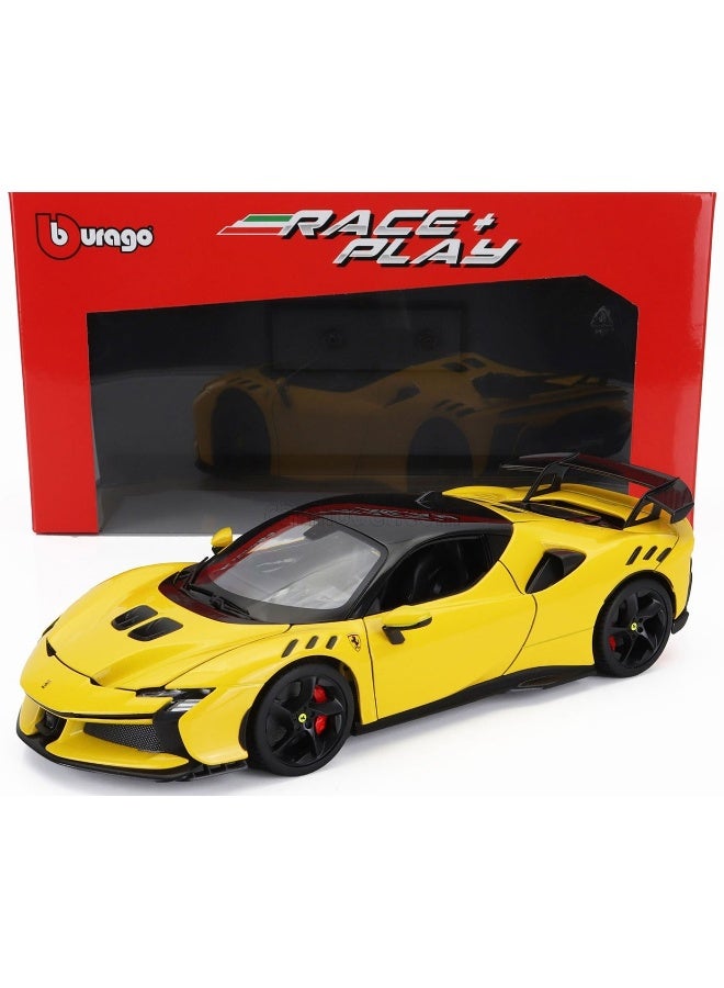 Bburago Bburago Ferrari Race & Play Ferrari SF90 XX Stradale Yellow Moderna Die-cast Car (1:18)  - Image 1