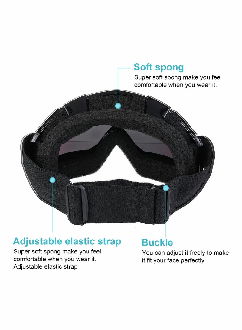 Captaintech 3Pcs Motorcycle Goggles Dirt Bike Goggles Motocross Goggles Windproof ATV Goggles Offroad Riding Dustproof Racing Scratch Resistant Ski Protective Safety Glasses Anti UV Dustproof Anti Fog - Image 3