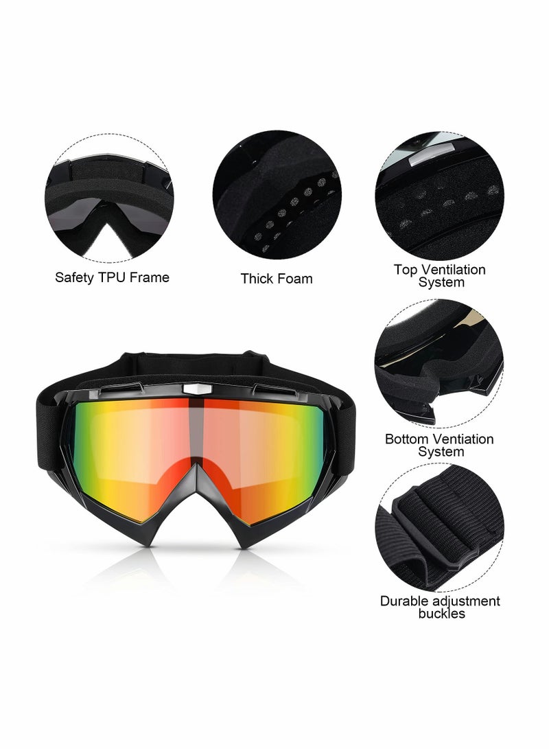 Captaintech 3Pcs Motorcycle Goggles Dirt Bike Goggles Motocross Goggles Windproof ATV Goggles Offroad Riding Dustproof Racing Scratch Resistant Ski Protective Safety Glasses Anti UV Dustproof Anti Fog - Image 2