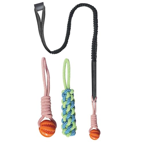 ASDICOXB Interactive Dog Toys Tug of War Dog Toy for Small/Medium/Large Dogs,Teething Rope for Teeth Cleaning,Puzzle Ball for Chewing,Dog Bungee Tug Toy Kit, Blue - Image 1