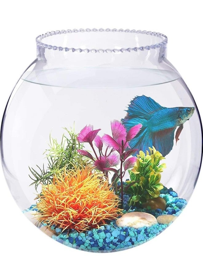 Laxmi Aesthetics Fish Aquarium Bowl Zig-zag Collar 8inch Crystal Clear Zig Zag Neck Bowl Aquarium, Round Collar Vase, Fish Pot for Home & Centre Table Decoration - Set of 1 Piece (Size:- 8 Inches) - Image 1