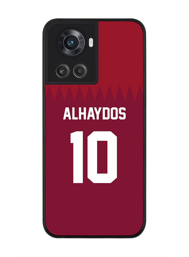 Stylizedd Rugged Black edge case for OnePlus 10R 5G/OnePlus Ace 5G Slim fit Soft Case Flexible Rubber Edges Anti Drop TPU Gel Thin Cover - Football Team - Qatar Player Name - Alhaydos - Image 1