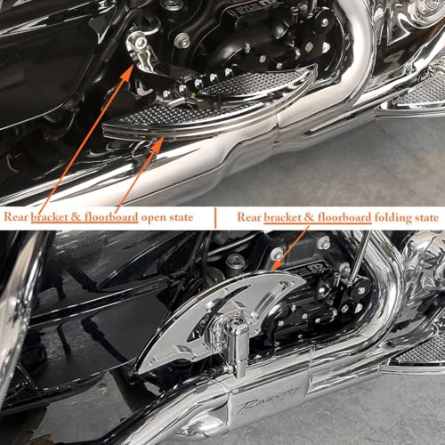 TOPRAMETAL For Harley Floorboards Touring Street Road Glide For Harley Davidson Passenger Floorboards Motorcycle Footboards (Chromed, Rider+Passenger+shifter+pedal) - Image 3