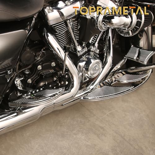 TOPRAMETAL For Harley Floorboards Touring Street Road Glide For Harley Davidson Passenger Floorboards Motorcycle Footboards (Chromed, Rider+Passenger+shifter+pedal) - Image 2