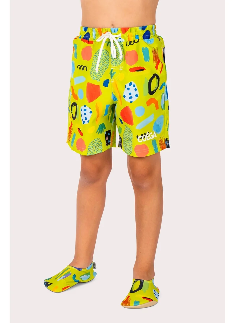 COEGA Boardshorts Elast Wst Boys - Green Sketch