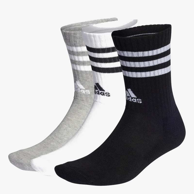 اديداس ثلاثة أزواج من جوارب 3-Stripes Cushioned Crew
