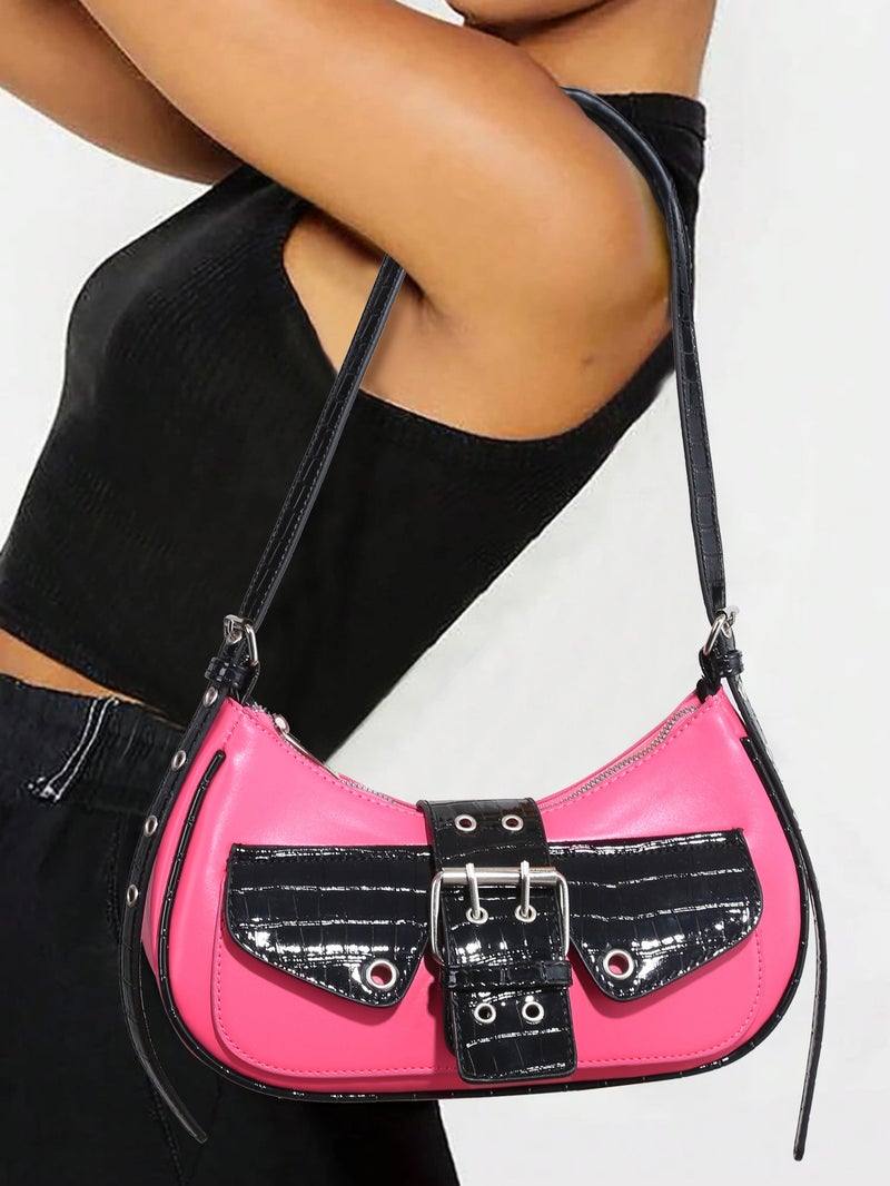 Women'S Vintage Y2G Motorcycle Punk Maillard Waste Soil Wind Multi-Pocket Decorative Artificial Oil Wax Burst Leather - Image 5