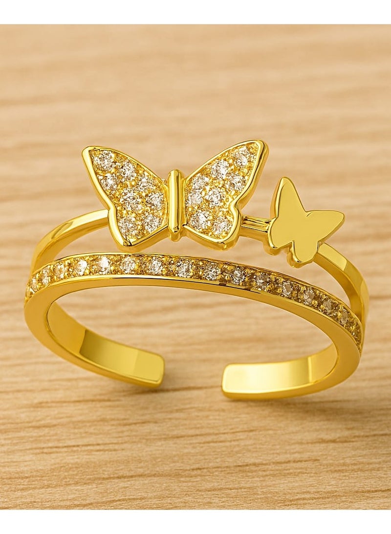 "خاتم الفراشتين الفاخر –  أناقة تنبض بالحياة   بتصميم فريد يجمع ب ين الرقة والتميّز،  مثالي لعاشقات التفاصيل  الراقية والرموز التي تعبّر  عن الأنوثة والانطلاق" - Image 5