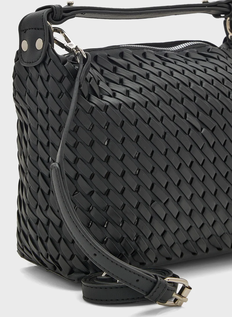 ELLA Weave Detail Shoulder Bag