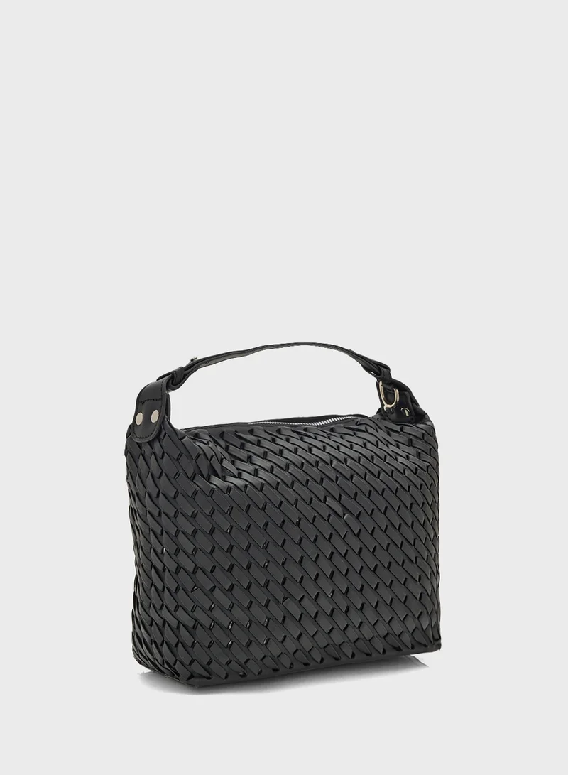 ELLA Weave Detail Shoulder Bag