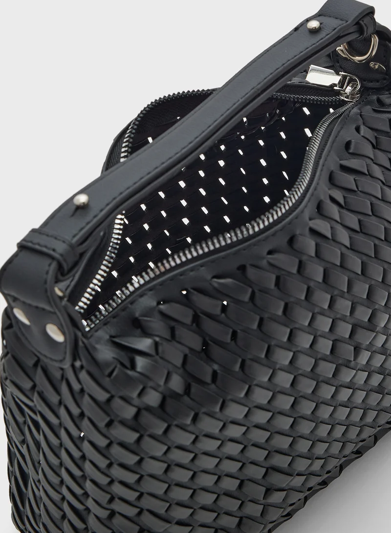 ELLA Weave Detail Shoulder Bag
