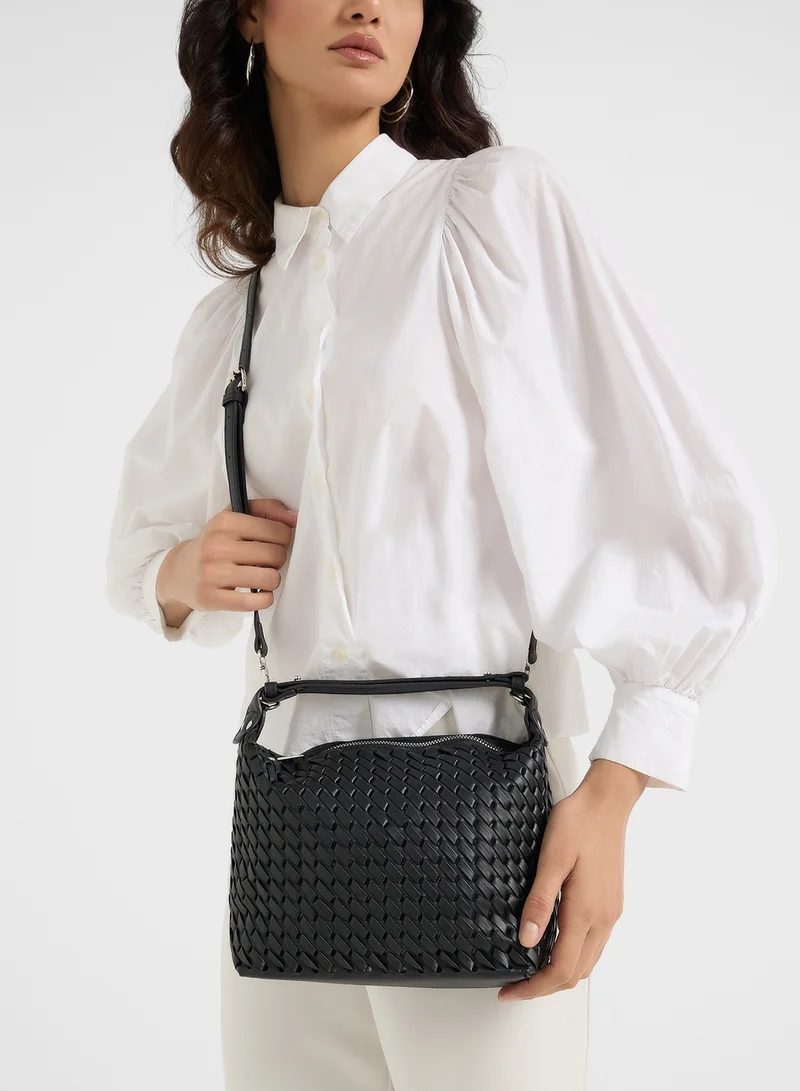 ELLA Weave Detail Shoulder Bag