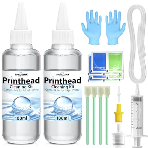 Spaceink Printhead Cleaning kit 200mL for E pson Printer, Printer Cleaning Kit for HP, Print Head Cleaning Kit for Canon, Inkjet Printer Nozzle Cleaning Kit for Brother - Image 1