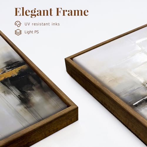 Zessonic Abstract Neutral Wall Art Black and Brown Grunge Framed Mid Century Modern Wabi Sabi Textured Canvas Painting Artwork for Living Room Bedroom Office- 3 Panels, 16x24 Inch, Ready to Hang - Image 4