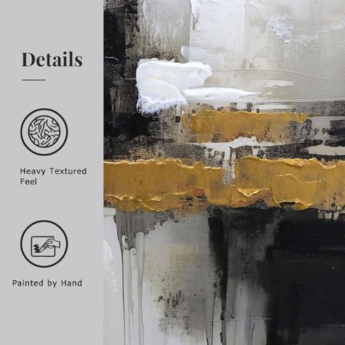 Zessonic Abstract Neutral Wall Art Black and Brown Grunge Framed Mid Century Modern Wabi Sabi Textured Canvas Painting Artwork for Living Room Bedroom Office- 3 Panels, 16x24 Inch, Ready to Hang - Image 3