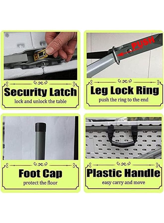 شواي طاولة نزهة بلاستيكية محمولة بطول 6 أقدام قابلة للطي، طاولة قابلة للطي شديدة التحمل مع مقبض حمل للحديقة والتخييم والشواء وتناول الطعام والنزهة والحفلات وطاولة بوفيه الطعام - Image 4