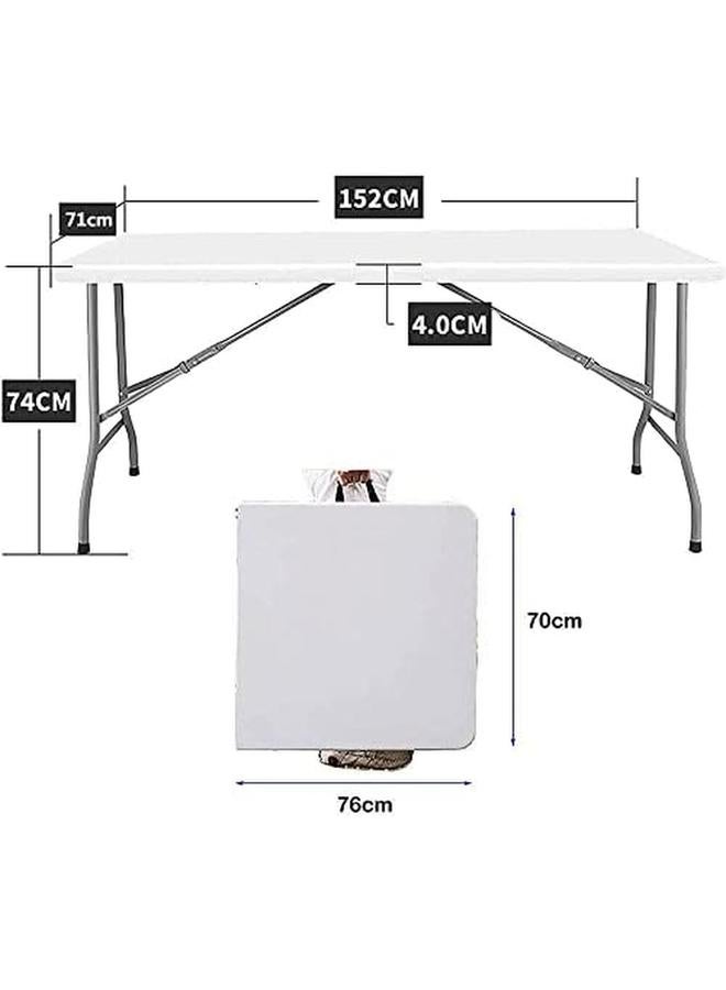 شواي طاولة نزهة بلاستيكية محمولة بطول 6 أقدام قابلة للطي، طاولة قابلة للطي شديدة التحمل مع مقبض حمل للحديقة والتخييم والشواء وتناول الطعام والنزهة والحفلات وطاولة بوفيه الطعام - Image 2