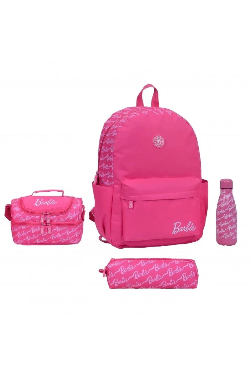 باربي مجموعة حقيبة ظهر مدرسية من 4 قطع مع حقيبة غداء وحافظة أقلام وحقيبة صغيرة - 16 بوصة - Image 1