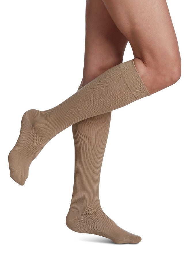 SIGVARIS Women's Casual Cotton 146 - Calf High Medical Compression Socks - 15-20mmHg - A (Small) - Khaki - Image 1