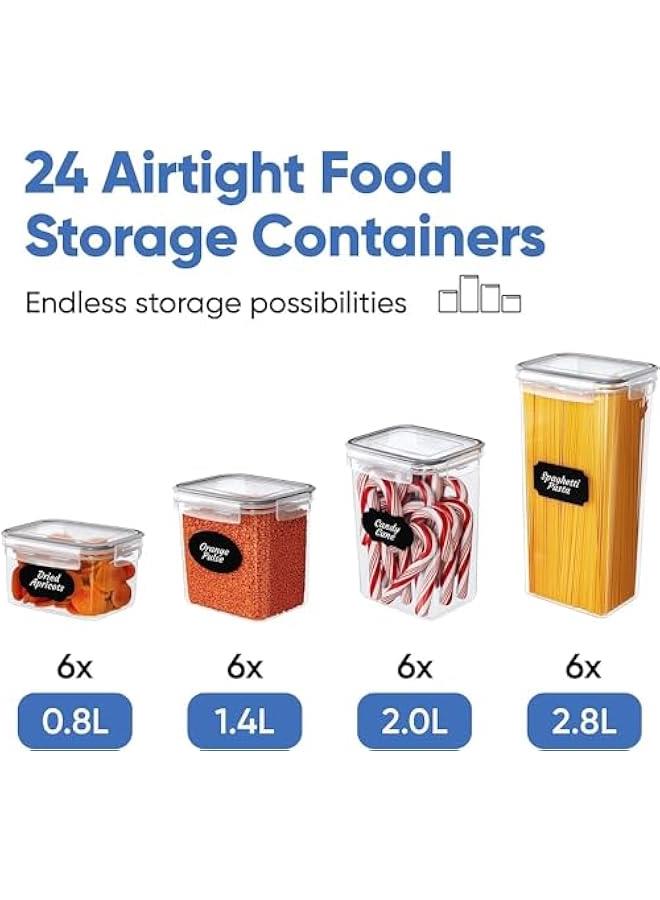HOOKOR 24 Pack Airtight Food Storage Containers with Lids, Kitchen and Pantry Organization and Storage, BPA Free Kitchen Storage Containers for Spaghetti, Sugar,Cereal, Rice, Flour & Oats - Image 2
