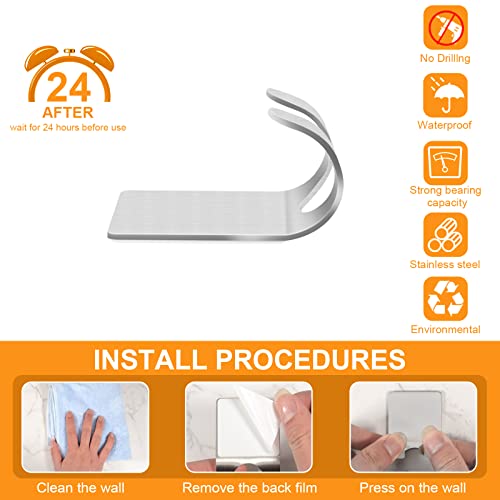CGBE 4 Packs Shower Hooks for Inside Shower, Self Adhesive Shaver Holder Hanger Hook for Bathroom Damage Free Wall Hooks for Razor Loofah Sponge - Image 4