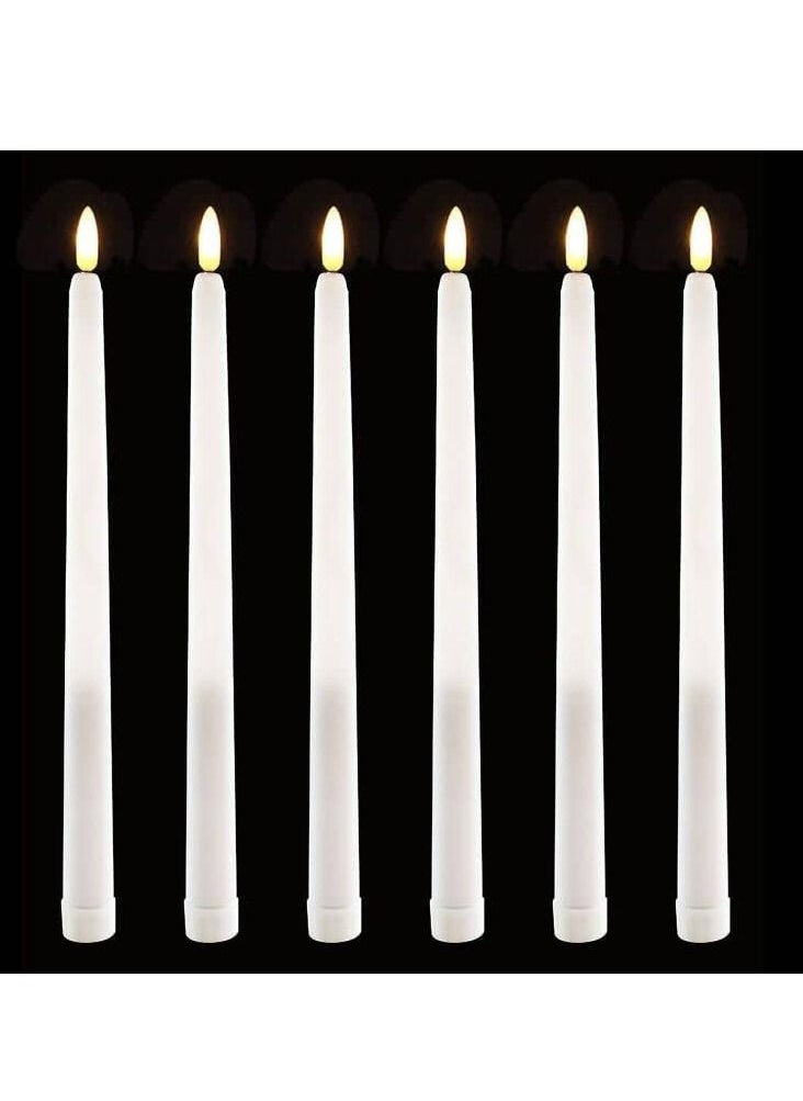 Y&D LED Taper Candles with Remote, 6 Pcs 28cm Long Flameless Flickering Window Battery Operated White Candle for Home, Restaurant, Wedding  - Image 1