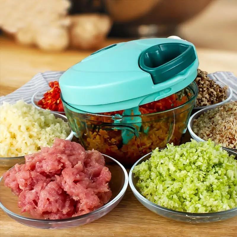 EXPORTTANZA Plastic 450 ML Manual Vegetable Chopper with 3 Blades Pull ChopperVegetable Cutter Dori Chopper Quick Chopper 450 ml Multicolour - Image 3