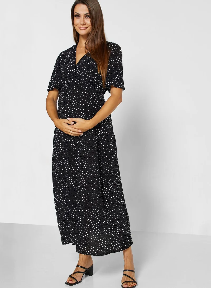 New Look Maternity V-Neck Printed Dress