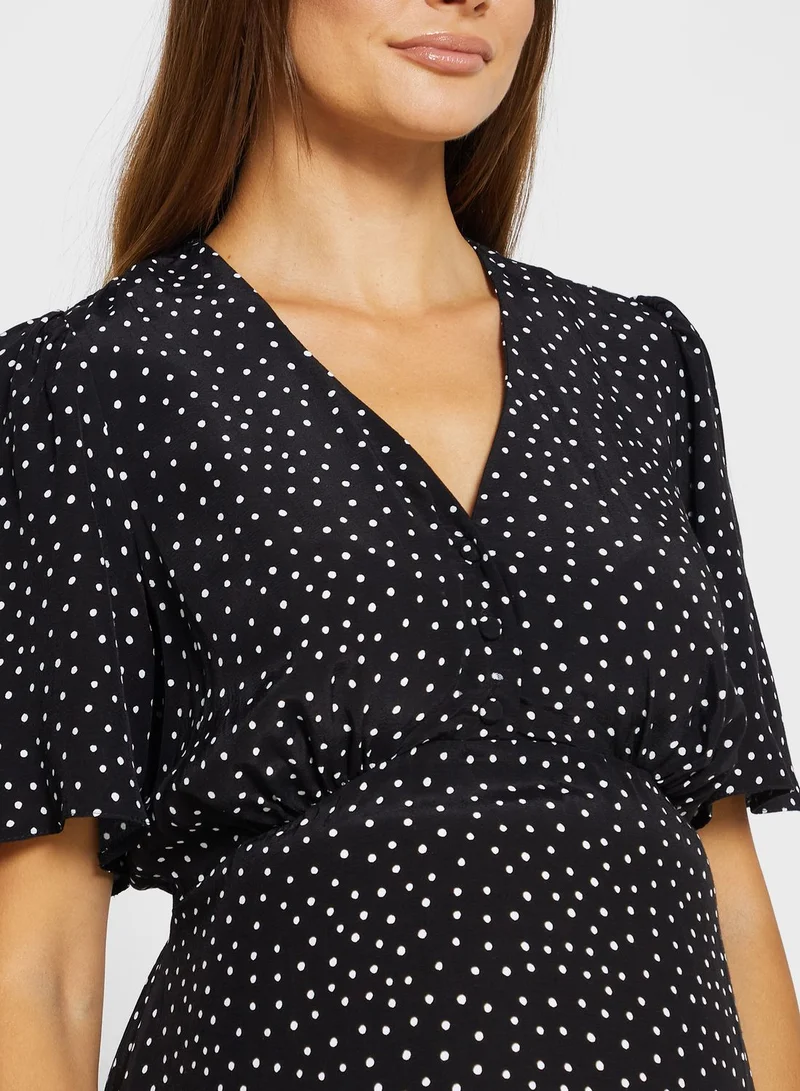 New Look Maternity V-Neck Printed Dress