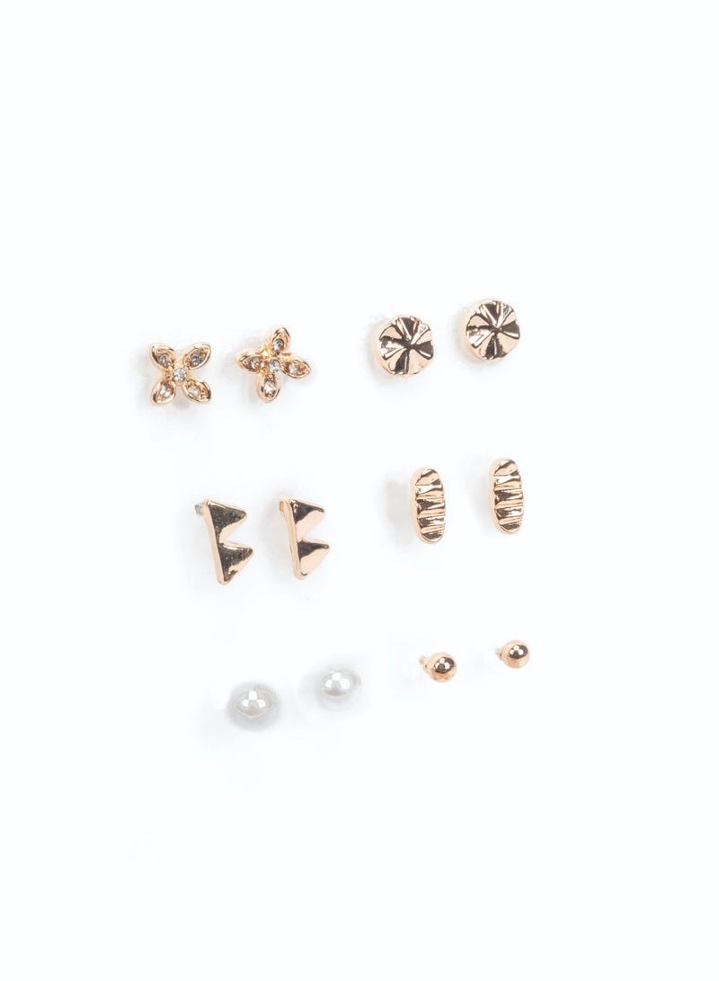 أميكا طقم أقراط مينا ومعدن متنوع 9 قطع - Image 3