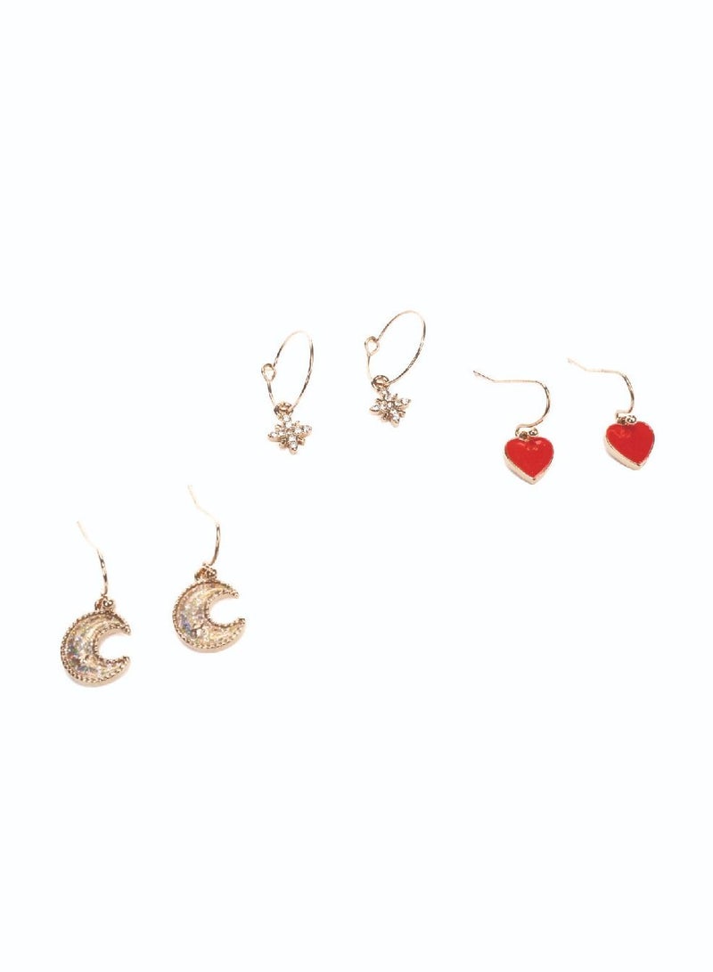 أميكا طقم أقراط مينا ومعدن متنوع 9 قطع - Image 2