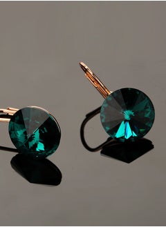 EVEVIC Round Austrian Crystal Drop Lever Back Earrings for Women 14 K Gold Plated Hypoallergenic  - Image 3