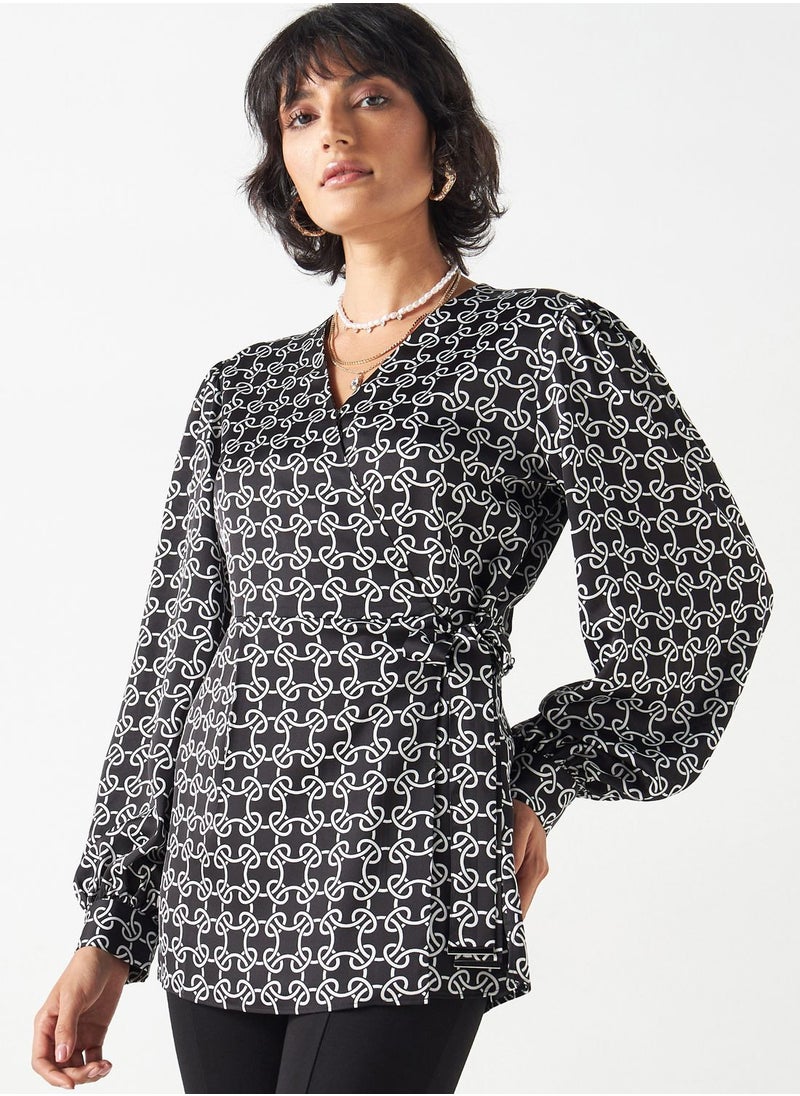 Iconic Printed Wrap Top  - Image 1